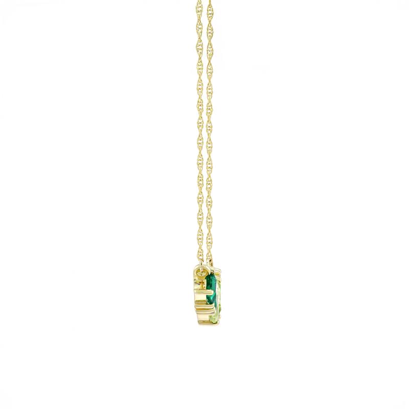 Lab-Created Peridot, Emerald and White Sapphire Necklace in 10K Yellow Gold – Image 2 of 3