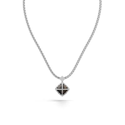 Men's Tiger's Eye Diamond-Shaped Arrow Design Pendant Necklace in Sterling Silver
