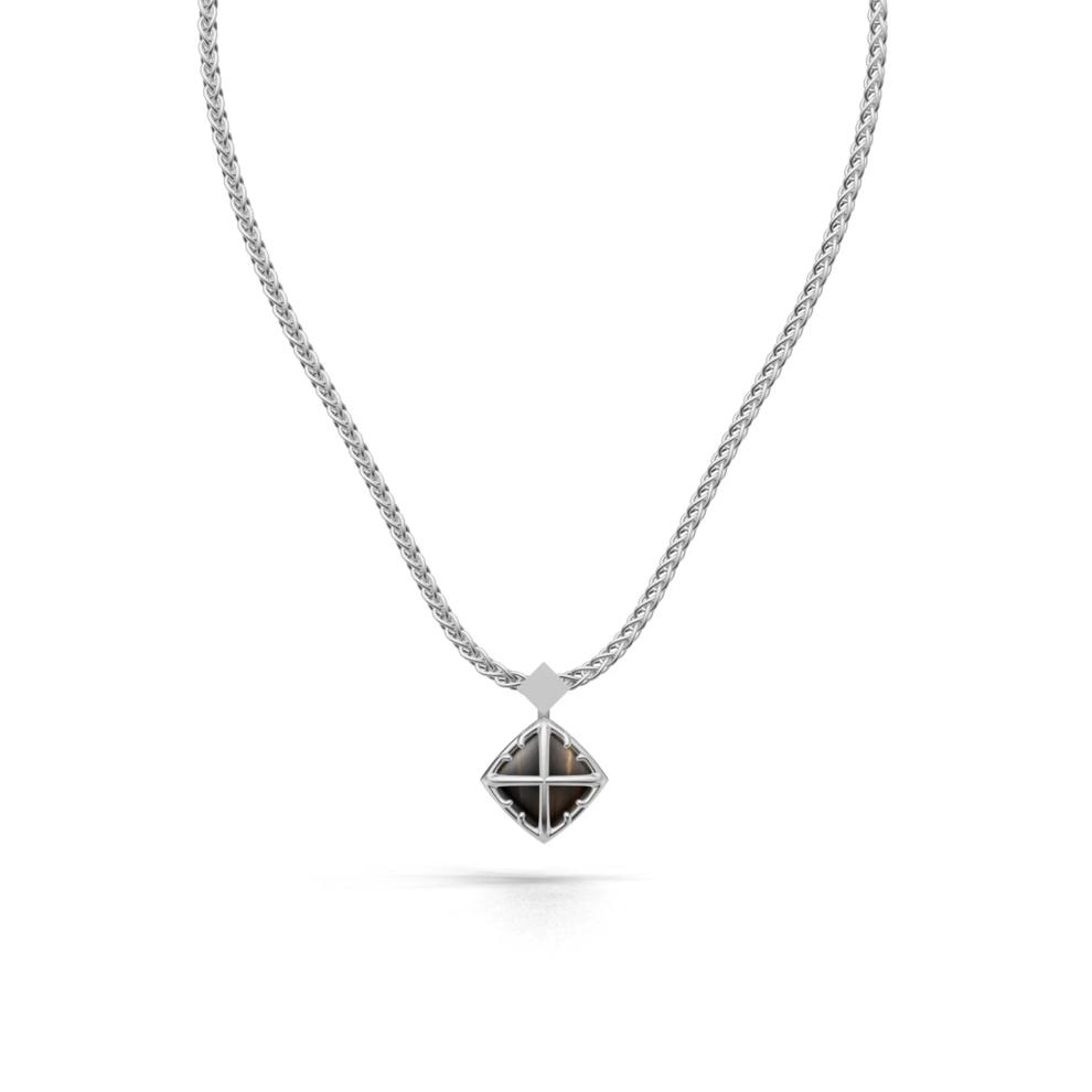 Men's Tiger's Eye Diamond-Shaped Arrow Design Pendant Necklace in Sterling Silver – Image 1 of 4