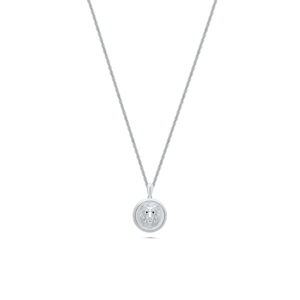 Men's Black Diamond Accent Lion's Head Medallion Pendant Necklace in Sterling Silver – Image 1 of 4
