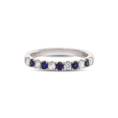 1/4 ct. tw. Diamond & Sapphire Band in 10K White Gold