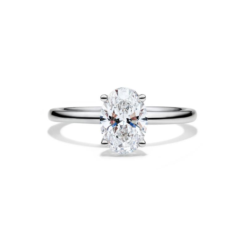 Lab Grown Diamond Oval Solitaire Engagement Ring in Platinum &#40;1 1/2 ct.&#41; – Image 1 of 4