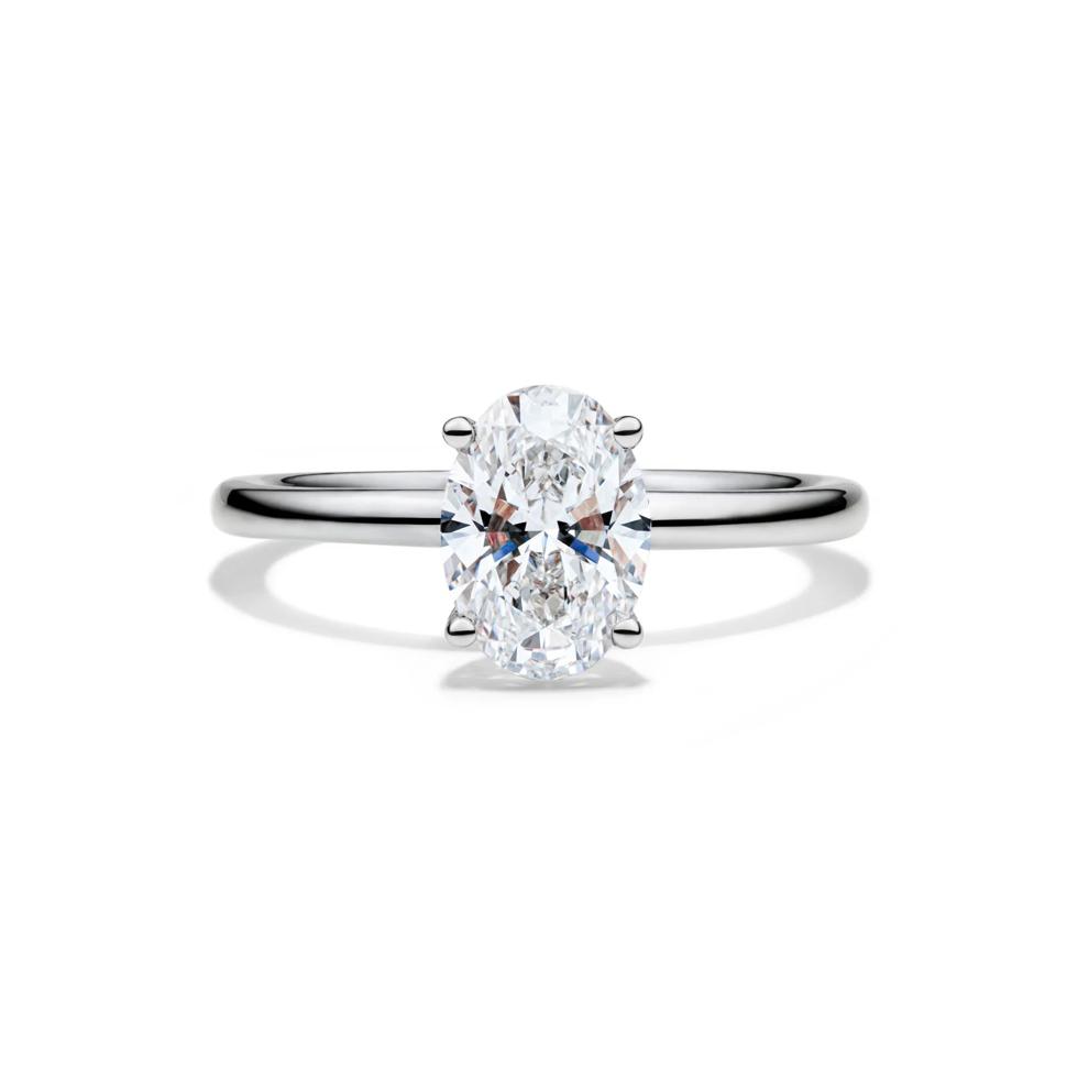Lab Grown Diamond Oval Solitaire Engagement Ring in Platinum (1 1/2 ct.) – Image 1 of 4