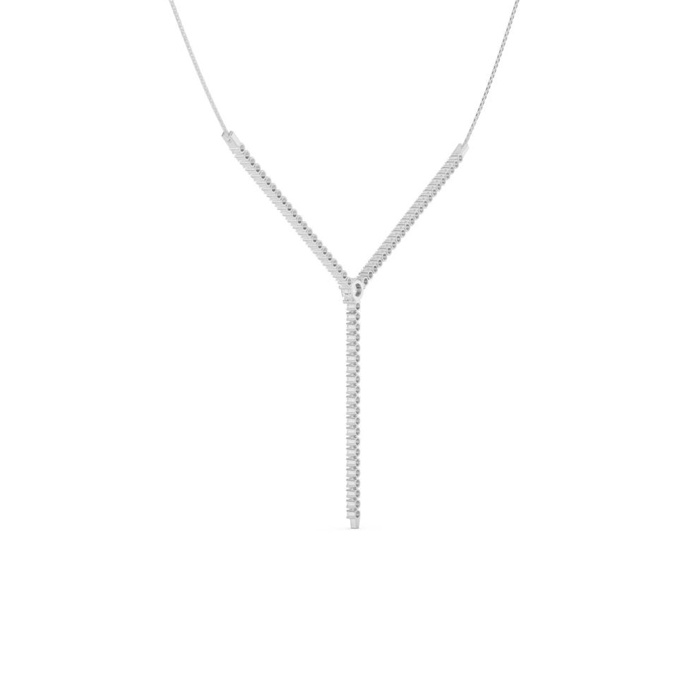Lab Grown Diamond Round Lariat Necklace in 14K White Gold (1 ct. tw.) – Image 2 of 4