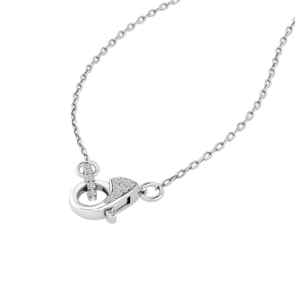 Diamond Lobster Clasp Necklace in 10K White Gold (1/10 ct. tw.) – Image 3 of 3