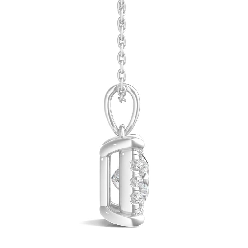 Lab Grown Diamond Princess-Cut Halo Pendant in 14K White Gold (1 ct. tw.) – Image 2 of 3