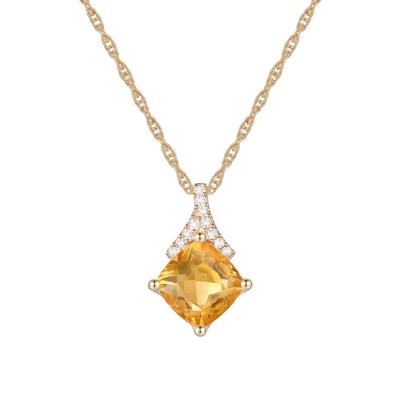 Citrine and Diamond Accent Pendant in 10K Yellow Gold