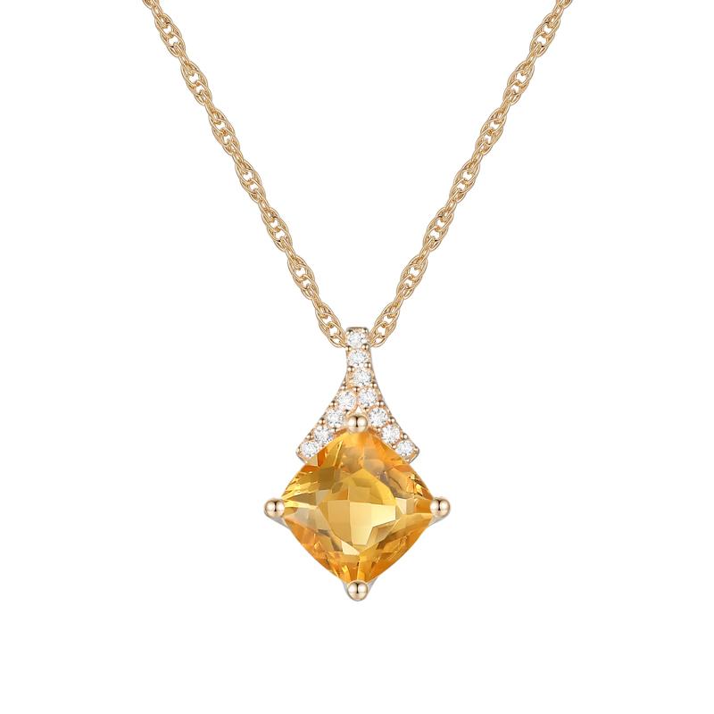 Citrine and Diamond Accent Pendant in 10K Yellow Gold – Image 1 of 3
