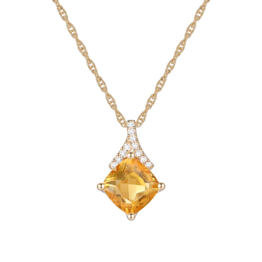 Citrine and Diamond Accent Pendant in 10K Yellow Gold – Image 1 of 3