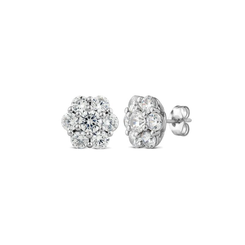Lab Grown Diamond 7-Stone Earrings in 10K White Gold &#40;3 ct. tw.&#41; – Image 1 of 2
