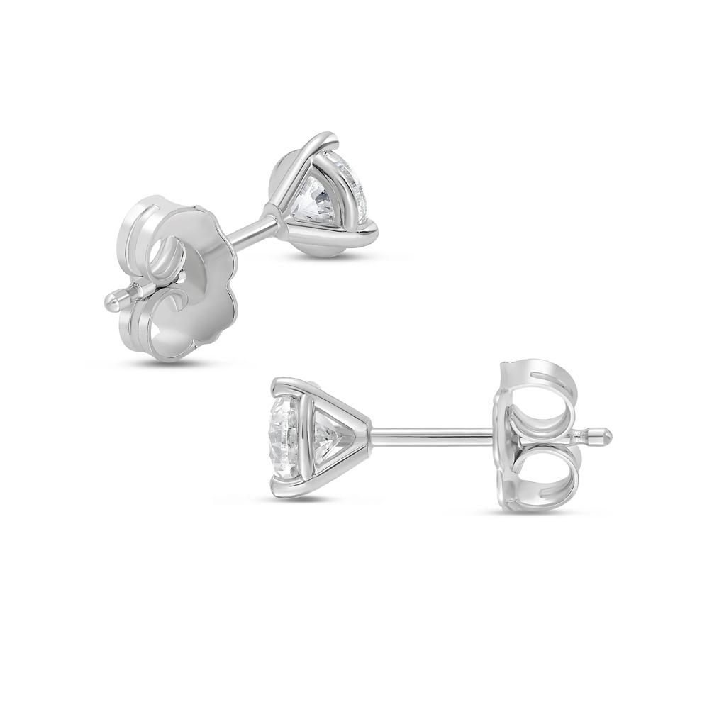 Diamond Round Martini Solitaire Stud Earrings in 10K White Gold (5/8 ct. tw.) – Image 2 of 2