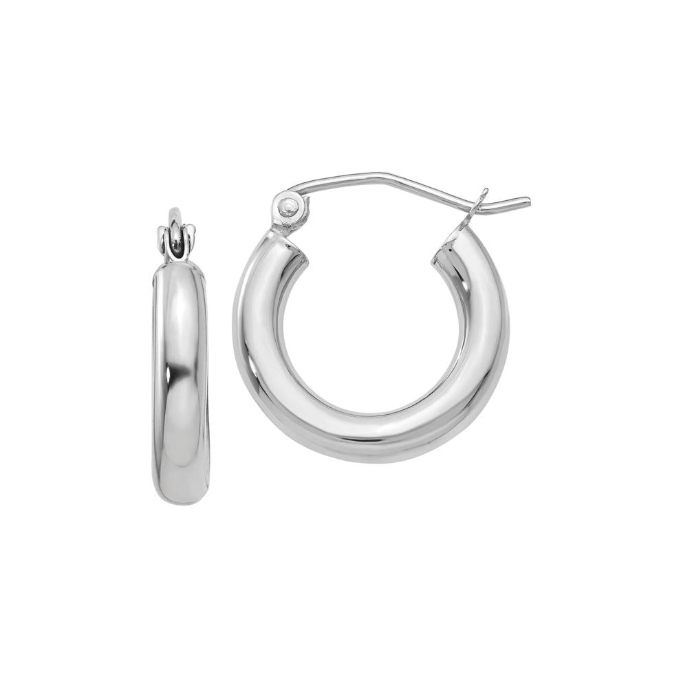 Polished Tube Hoop Earrings in 14K White Gold, 3MM – Image 1 of 1