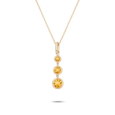 Citrine Graduated Drop Pendant Necklace in 10K Yellow Gold