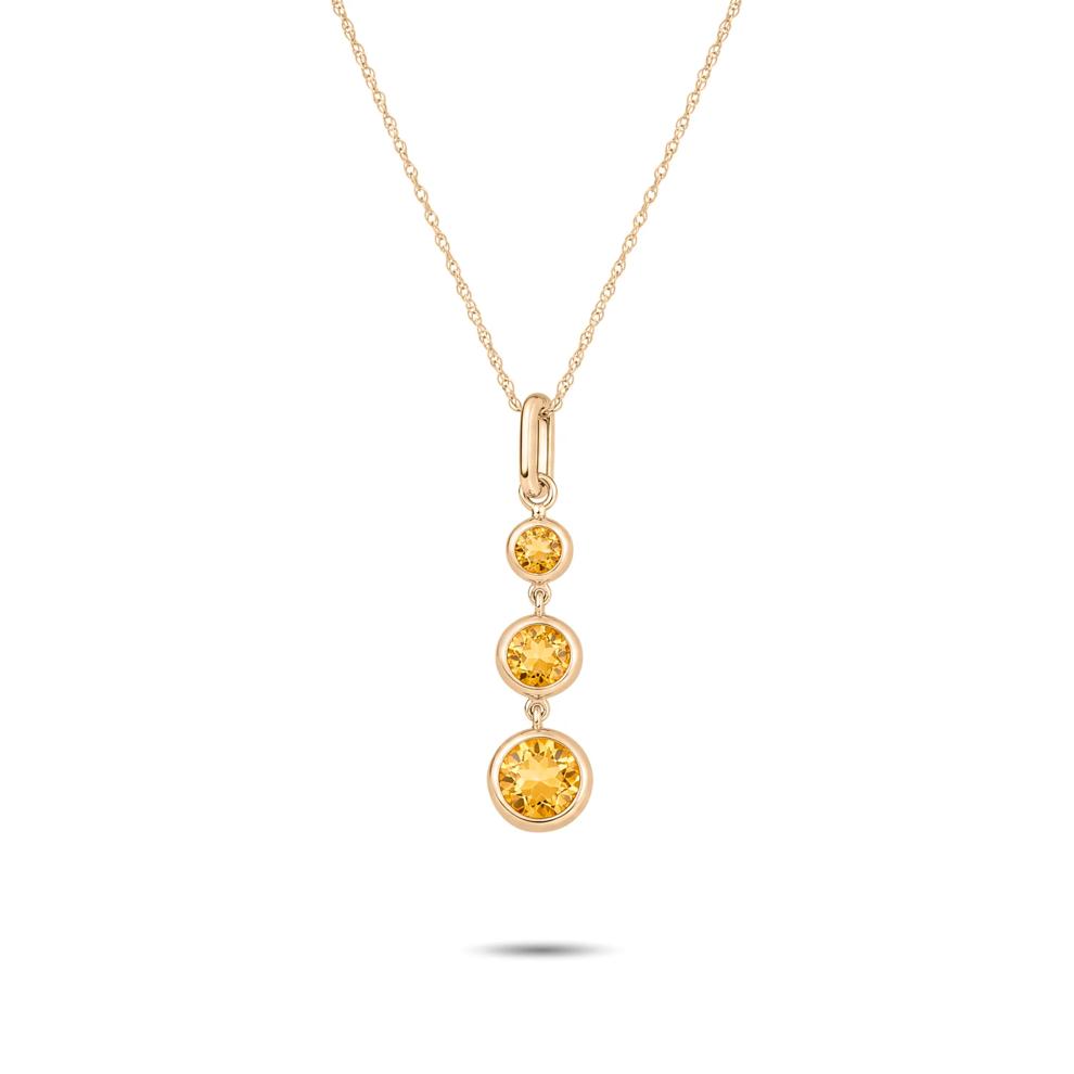 Citrine Graduated Drop Pendant Necklace in 10K Yellow Gold – Image 1 of 4