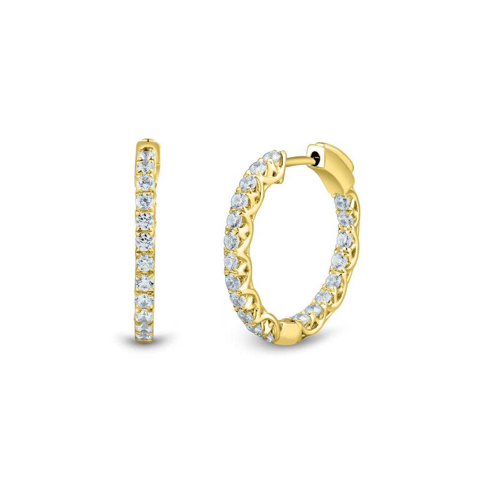 1 ct. tw. Lab Grown Diamond Inside-Out Hoop Earrings in 14K Yellow Gold – Image 1 of 2