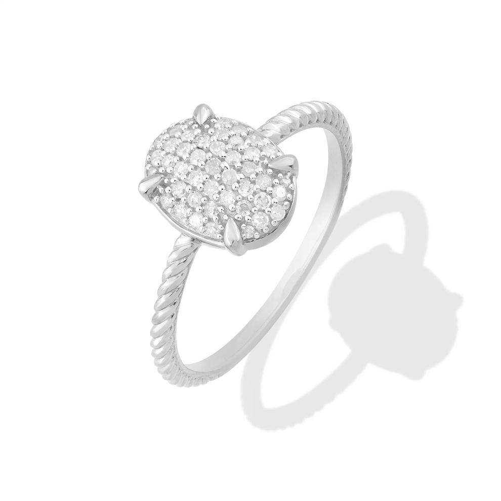 Diamond Oval Ring in Sterling Silver (1/5 ct. tw.) – Image 4 of 4