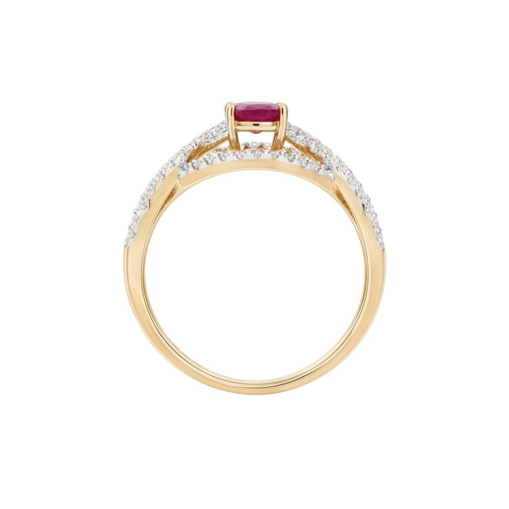 Ruby &amp; Diamond Open Shank Ring in 10K Yellow Gold (3/8 ct. tw.) – Image 2 of 4