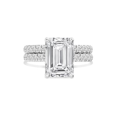 Lab Grown Diamond Emerald-Cut Bridal Set in 14K White Gold (5 ct. tw.)