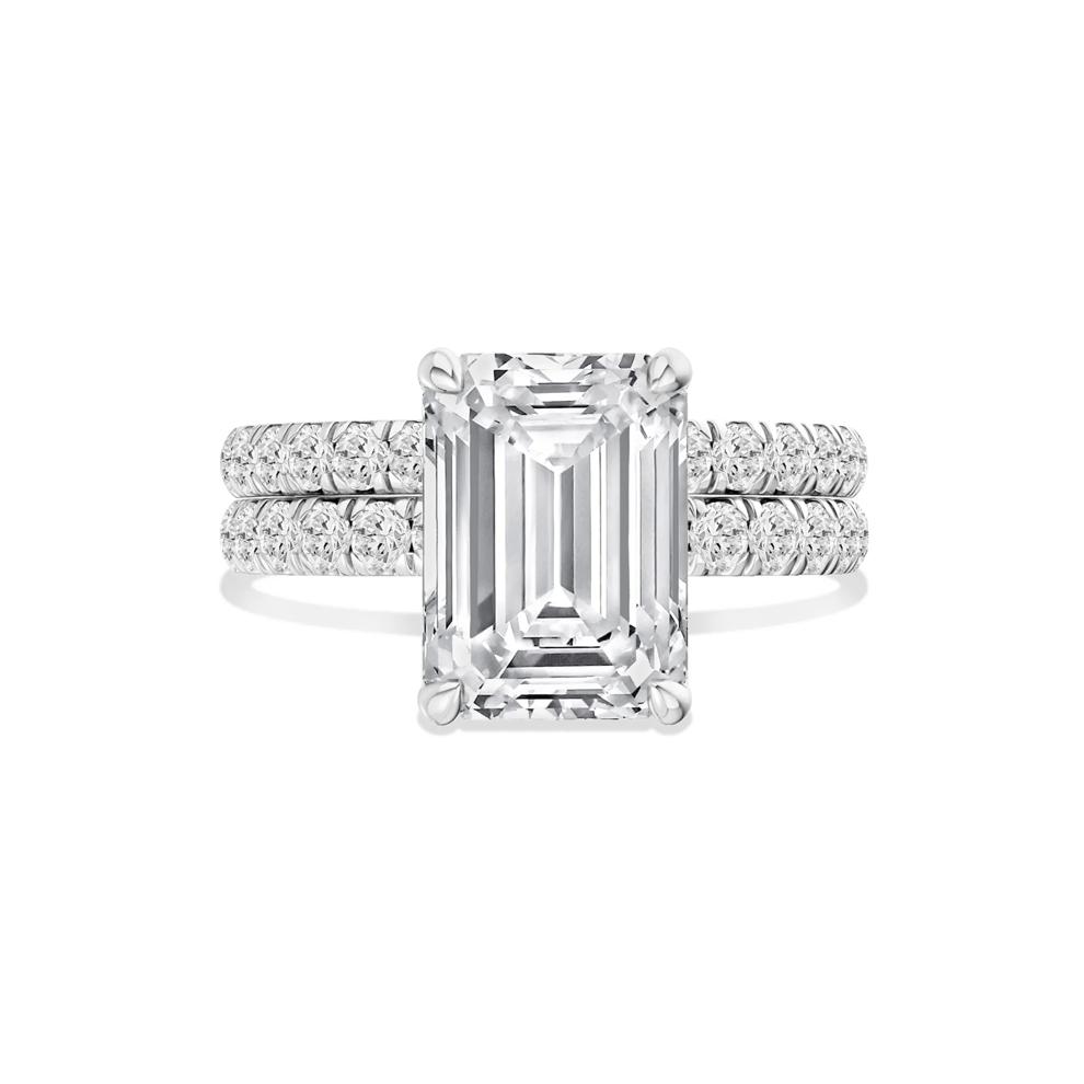 Lab Grown Diamond Emerald-Cut Bridal Set in 14K White Gold (5 ct. tw.) – Image 1 of 6