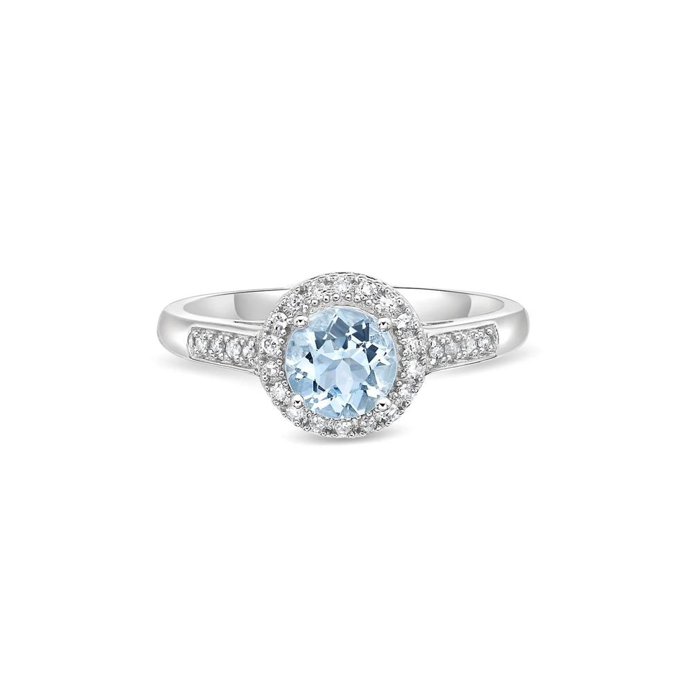 Aquamarine &amp; 1/8 ct. tw. Diamond Ring in Sterling Silver – Image 1 of 3
