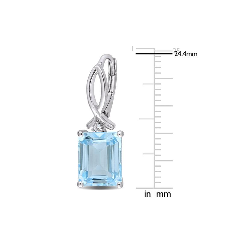 Emerald-cut Blue &amp; White Topaz Drop Earring in Sterling Silver – Image 2 of 2
