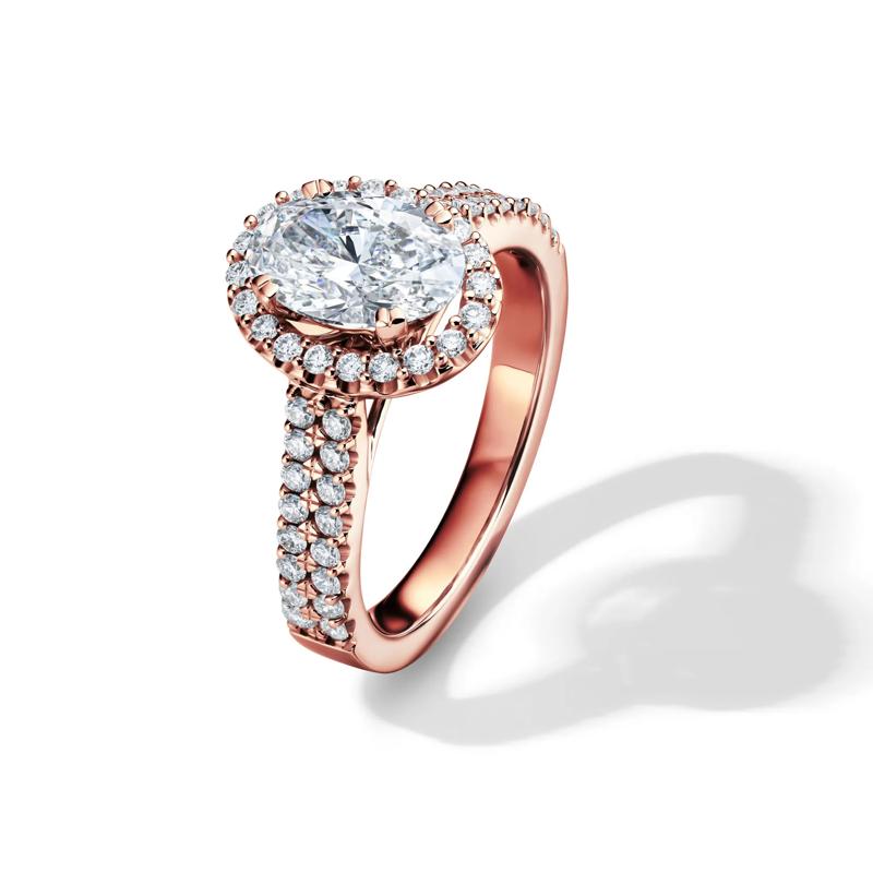 Lab Grown Diamond Oval Halo Engagement Ring in 14K Rose Gold (2 ct. tw.) – Image 4 of 4