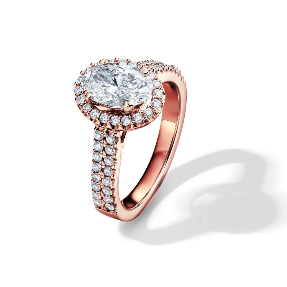 Lab Grown Diamond Oval Halo Engagement Ring in 14K Rose Gold (2 ct. tw.) – Image 4 of 4
