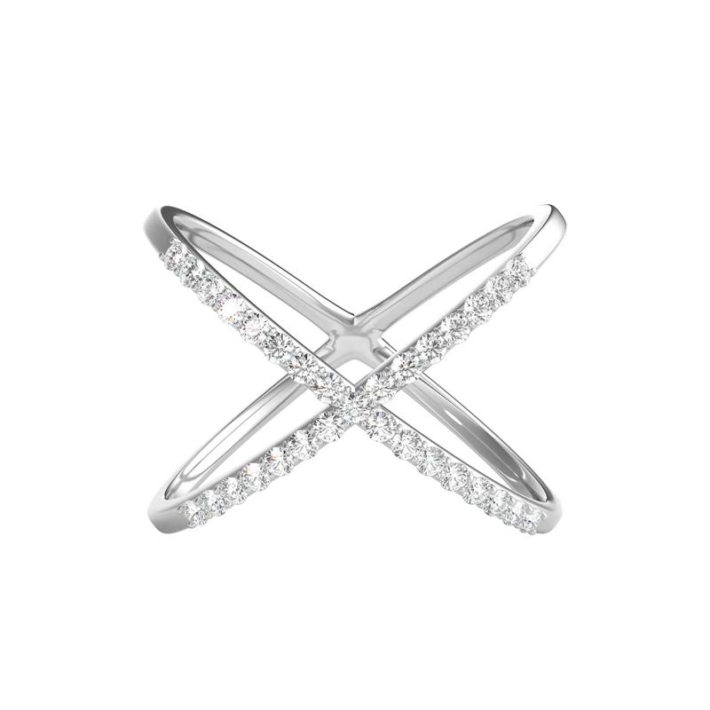 1/10 ct. tw. Diamond Crisscross Ring in Sterling Silver – Image 1 of 2