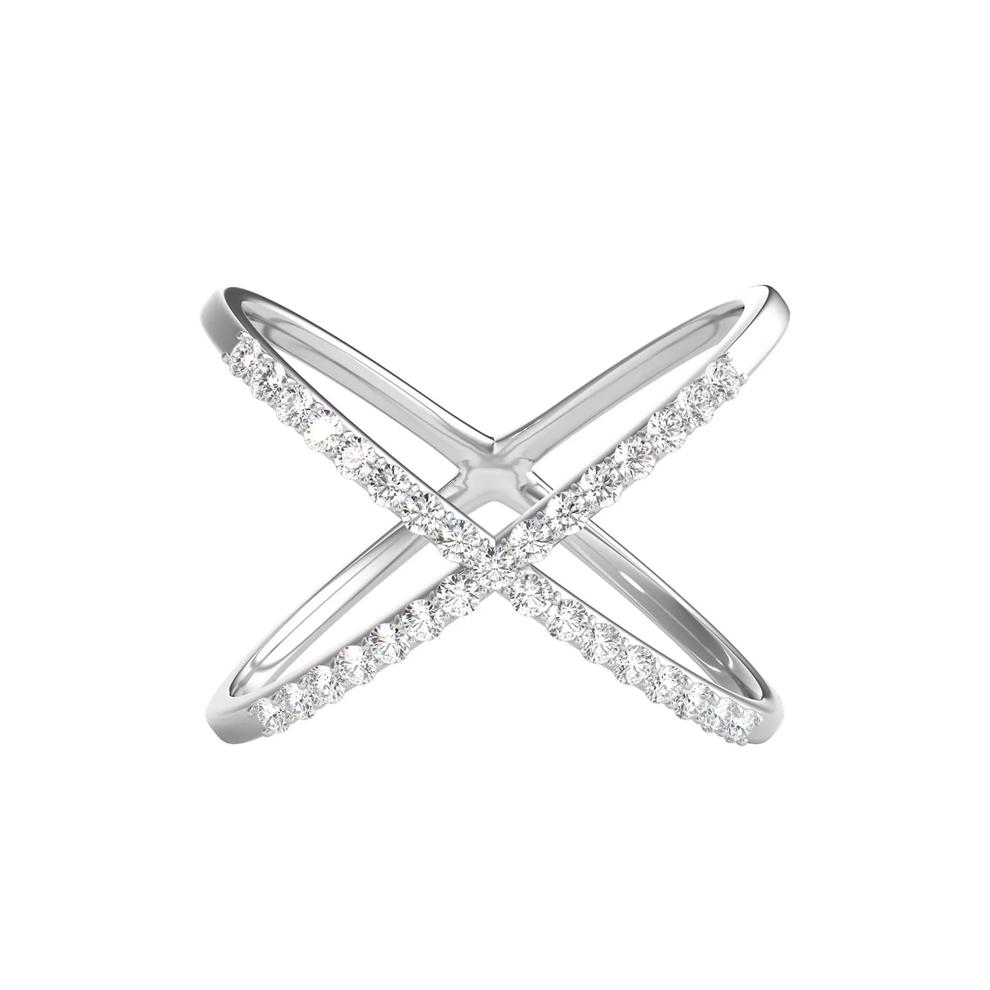 1/10 ct. tw. Diamond Crisscross Ring in Sterling Silver – Image 1 of 2