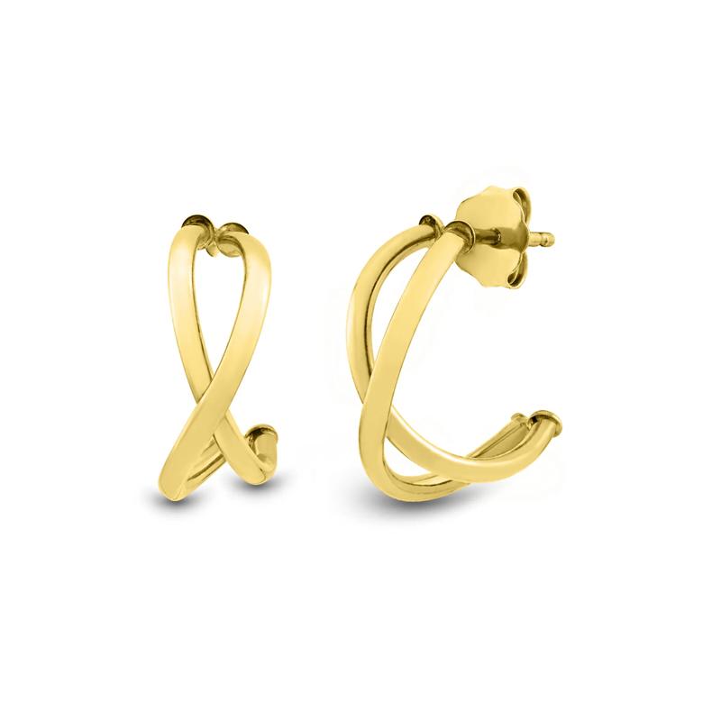 Crossover J-Hoop Earrings in 14K Yellow Gold  – Image 1 of 1
