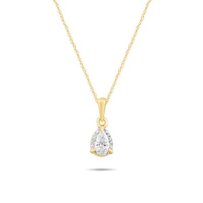 Lab Grown Diamond Pear-Shaped Illusion Pendant Necklace in 10K Yellow & White Gold (1/5 ct. tw.)