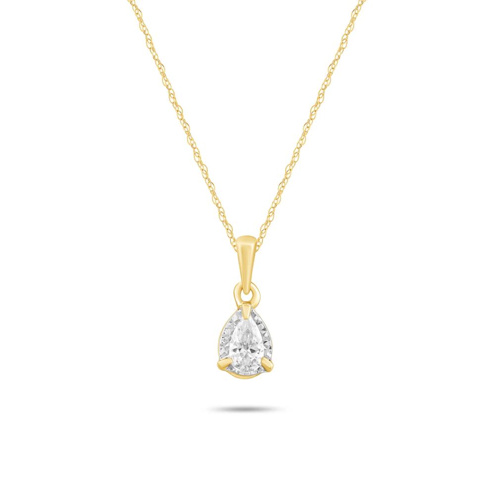 Lab Grown Diamond Pear-Shaped Illusion Pendant Necklace in 10K Yellow &amp; White Gold (1/5 ct. tw.) – Image 1 of 4