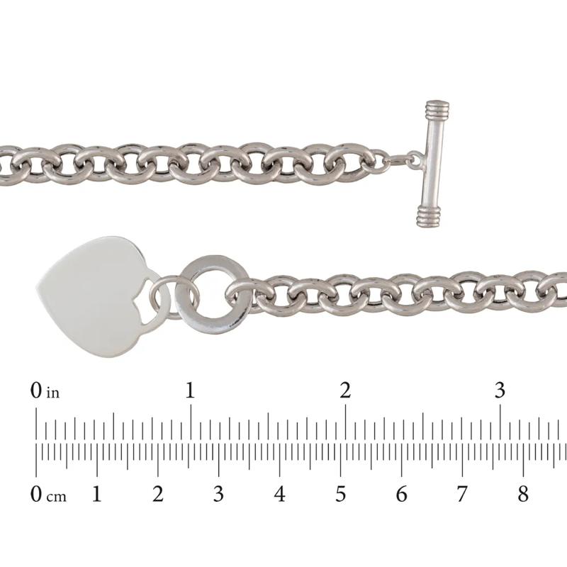 Heart Toggle Bracelet with Rolo Chain in Sterling Silver – Image 2 of 2
