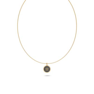 Men's Gemstone Arrow Design Disc Pendant Necklace