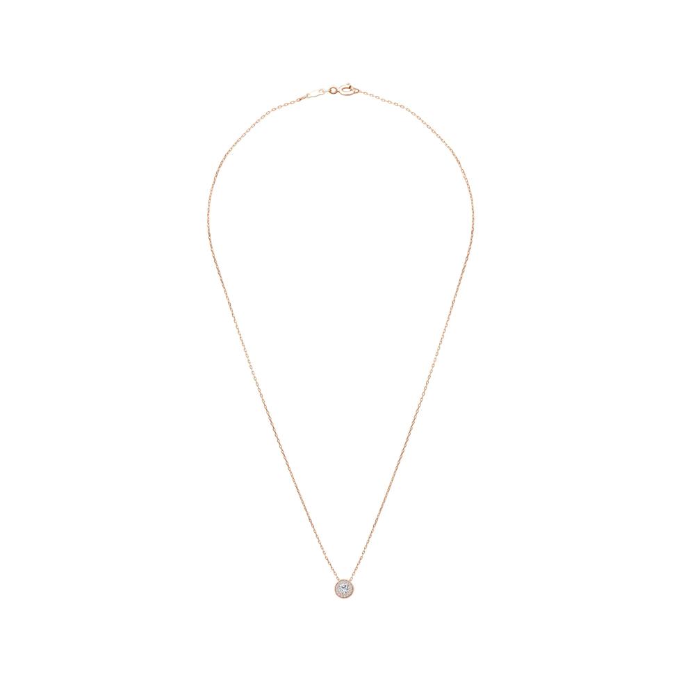 Lab Grown Diamond Round Halo Pendant Necklace in 10K Rose Gold (1/2 ct. tw.) – Image 3 of 4