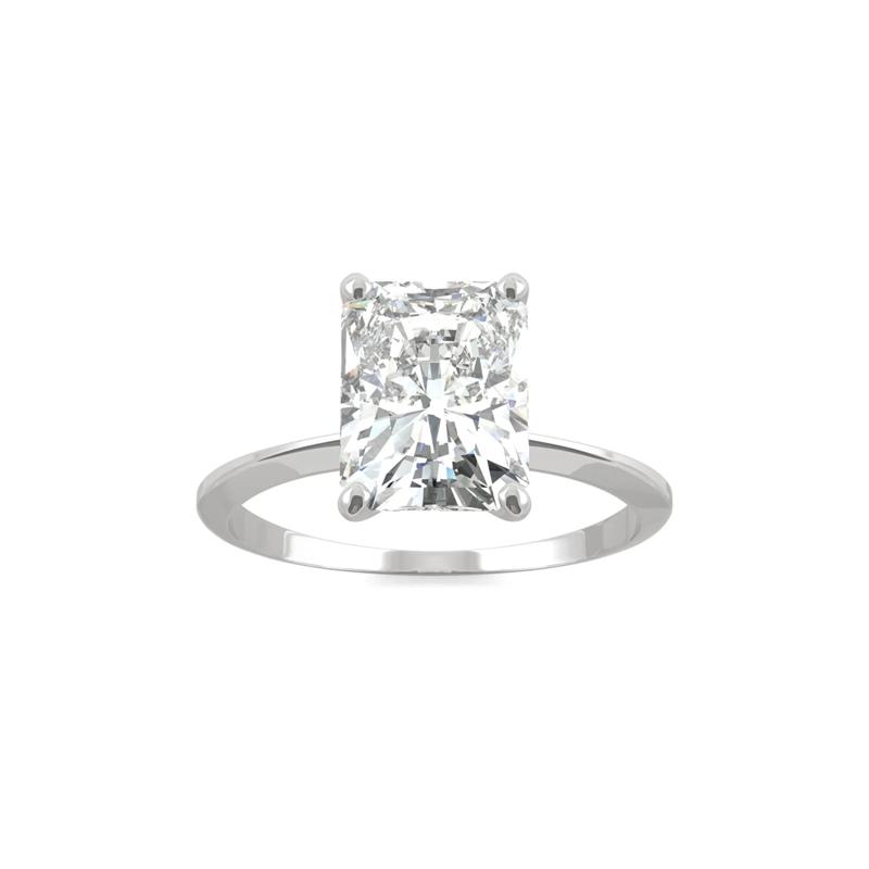 Radiant-Cut Moissanite Ring with Knife-Edge Band in 14K White Gold &#40;2 ct. dew&#41; – Image 5 of 6