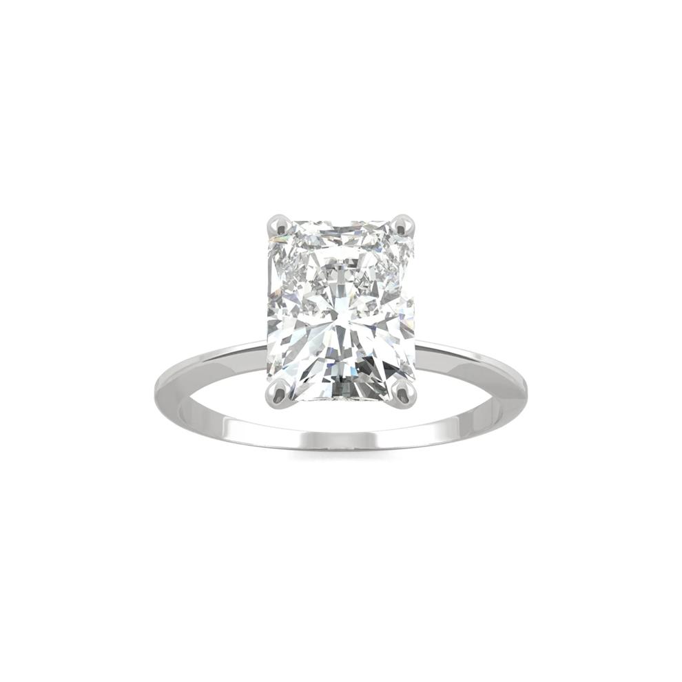 Radiant-Cut Moissanite Ring with Knife-Edge Band in 14K White Gold (2 ct. dew) – Image 5 of 6