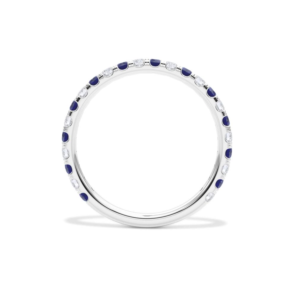 Lab Grown Diamond &amp; Lab-Created Sapphire Anniversary Band in Platinum (1/3 ct. tw.) – Image 2 of 4
