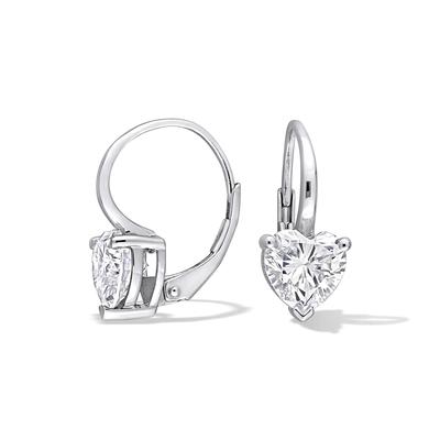 Lab-Created Moissanite Heart Lever-Back Drop Earrings in Sterling Silver (3 ct. dew)