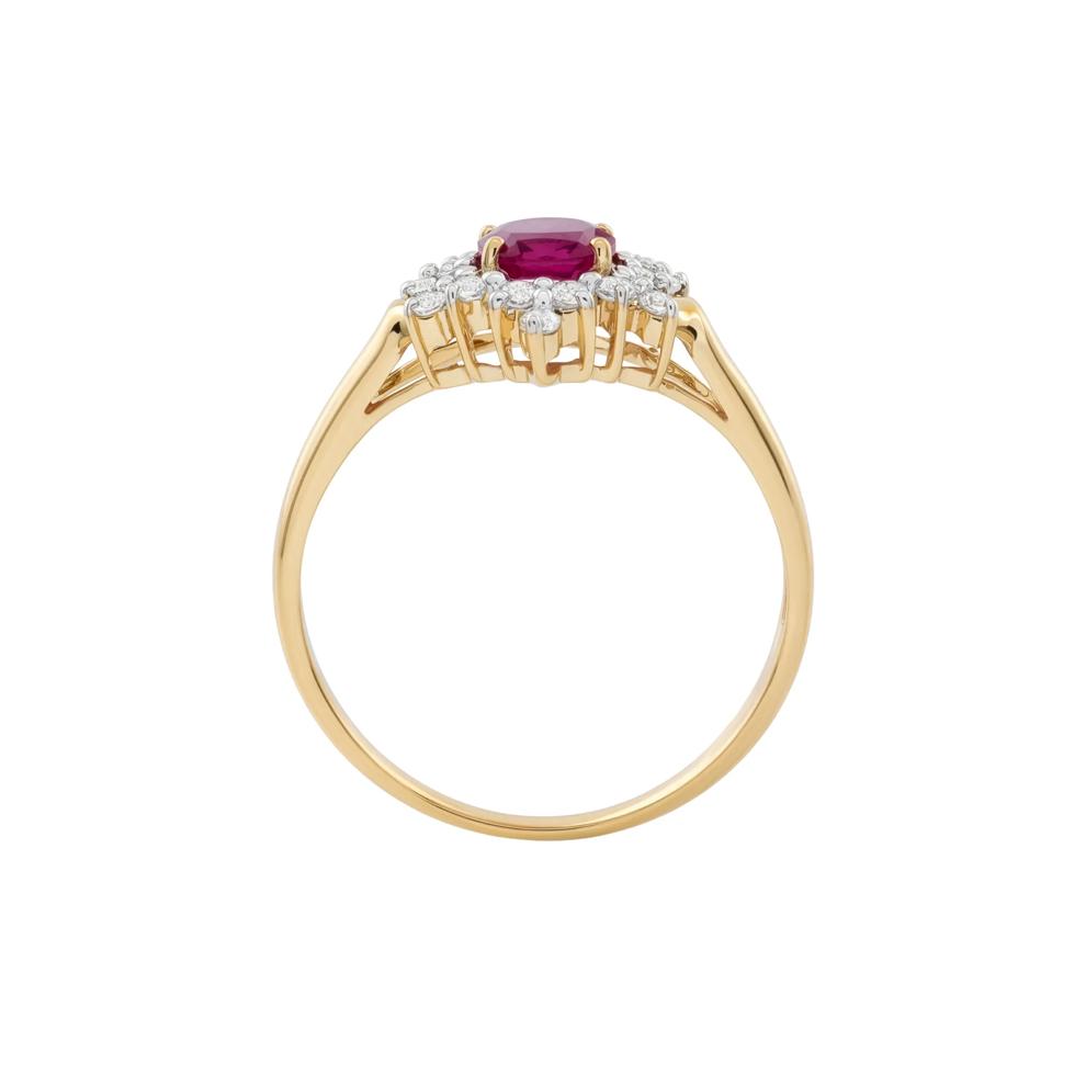 Ruby &amp; Diamond Starburst Halo Ring in 10K Yellow Gold (1/4 ct. tw.) – Image 2 of 4