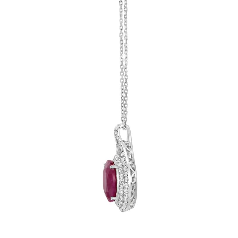 Ruby and Diamond Double Halo Pendant in 14K White Gold &#40;5/8 ct. tw.&#41; – Image 2 of 2