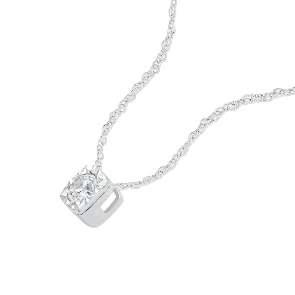 Diamond Round Illusion Plate Pendant in 10K White Gold (1/5 ct. tw.) – Image 4 of 4