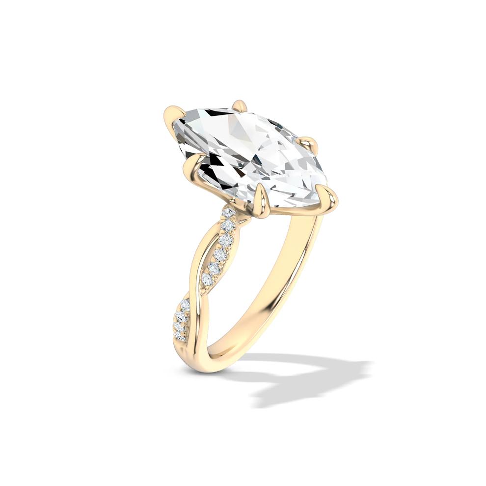 Lab Grown Diamond Marquise Center Twist Shank Engagement Ring in 14K Yellow Gold (3 ct. tw.) – Image 4 of 4