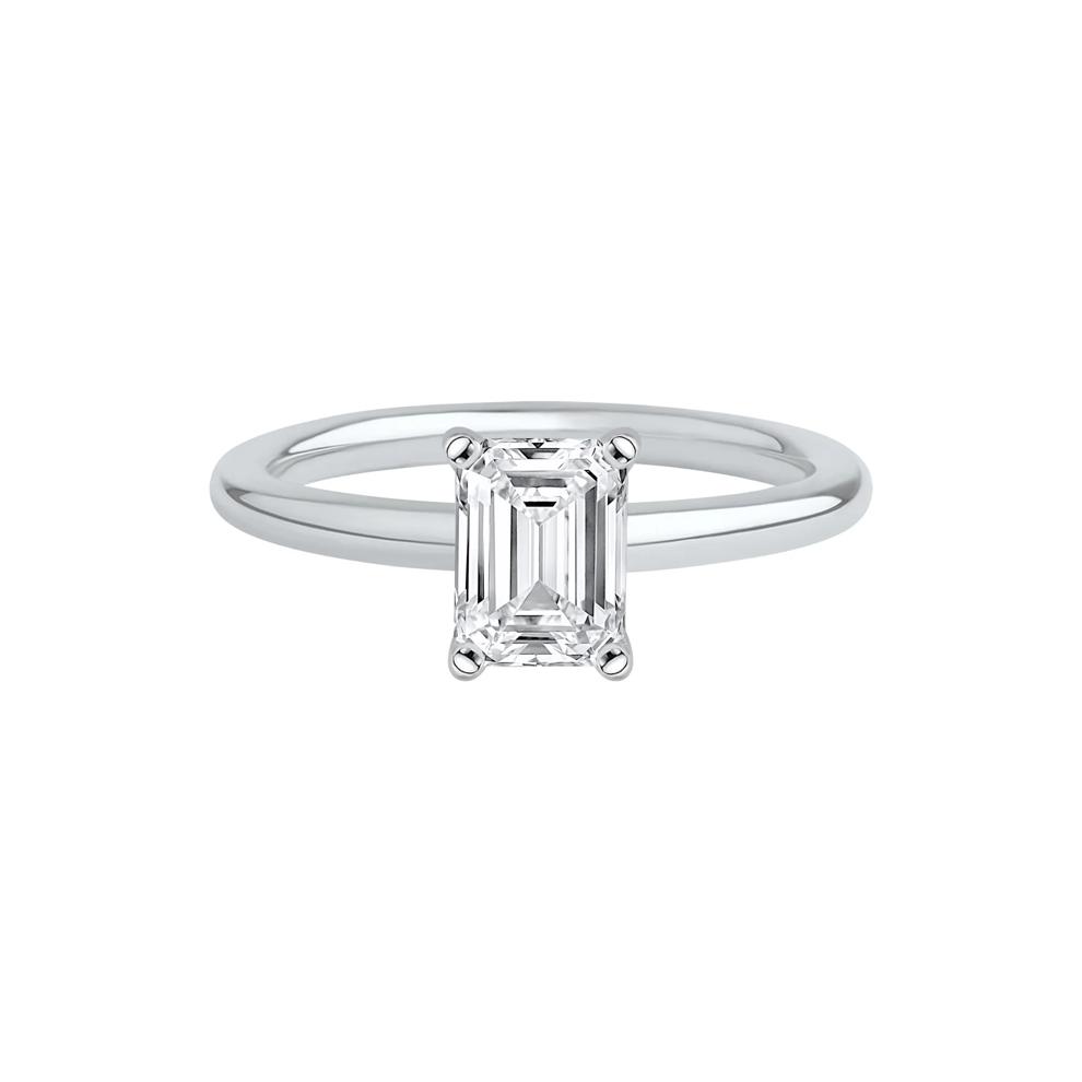 Lab Grown Diamond Emerald-Cut Solitaire Ring in 14K White Gold (1 ct.) – Image 1 of 5