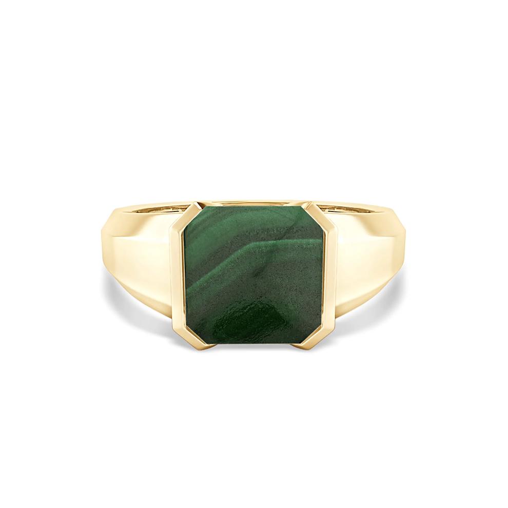 Men's Green Malachite Square Ring in 10K Yellow Gold – Image 1 of 4