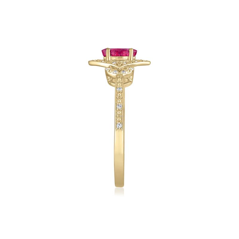 Marquise Ruby &amp; Diamond Ring in 14K Yellow Gold – Image 3 of 3
