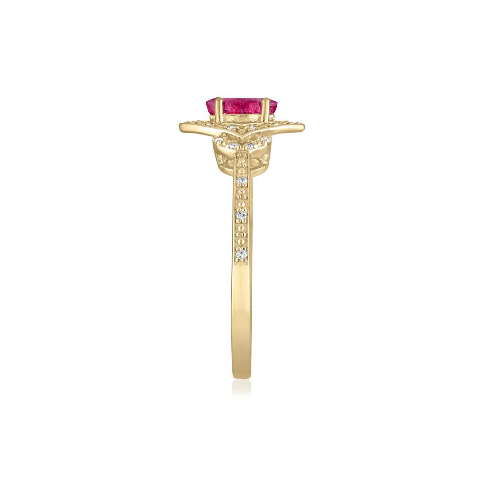 Marquise Ruby &amp; Diamond Ring in 14K Yellow Gold – Image 3 of 3