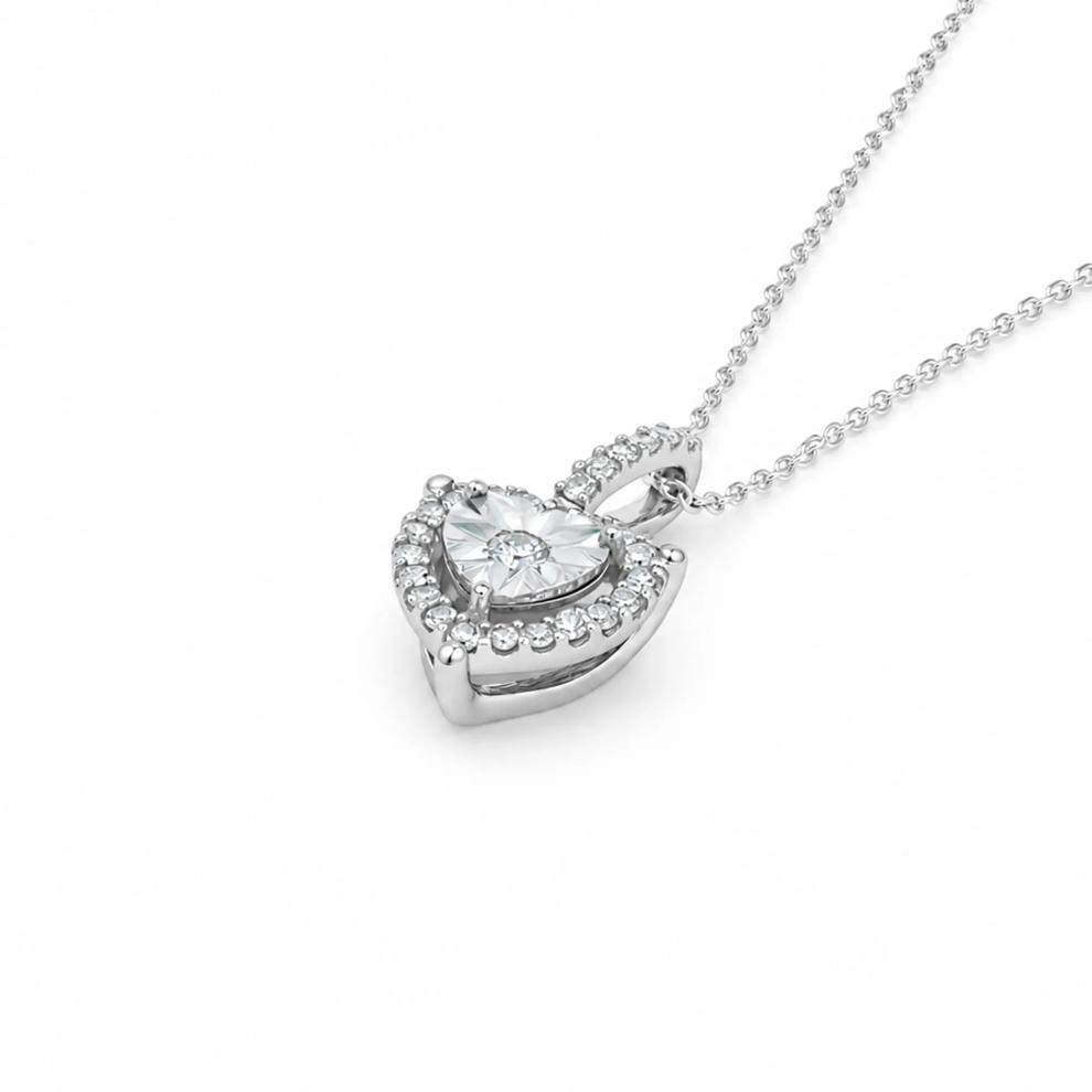 Diamond Illusion Heart Pendant in Sterling Silver (1/4 ct. tw.) – Image 4 of 4