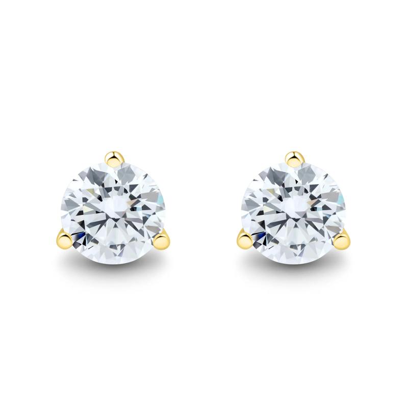 Lab Grown Diamond Round Martini Stud Earrings in 14K Yellow Gold &#40;2 ct. tw.&#41; – Image 2 of 3