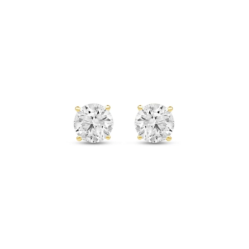 Lab Grown Diamond Round Solitaire Stud Earrings in 14K Yellow Gold (3 ct. tw.)  – Image 2 of 3